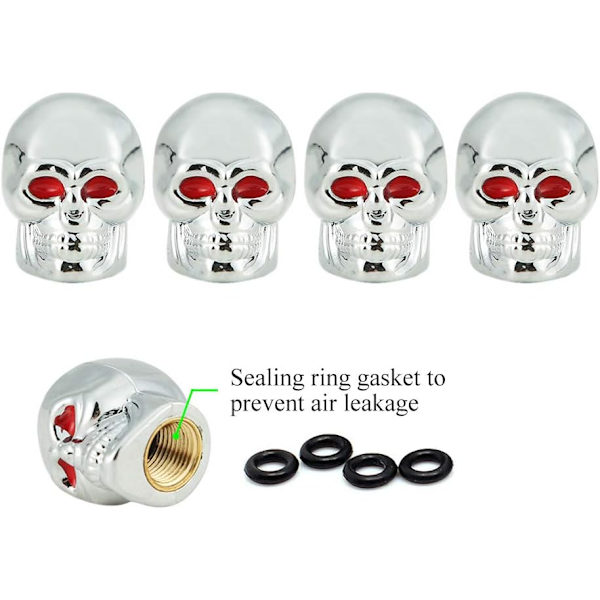 4 stk./sæt Motorcykel Skull Dækventilhætter Bilstyling Bilstyling