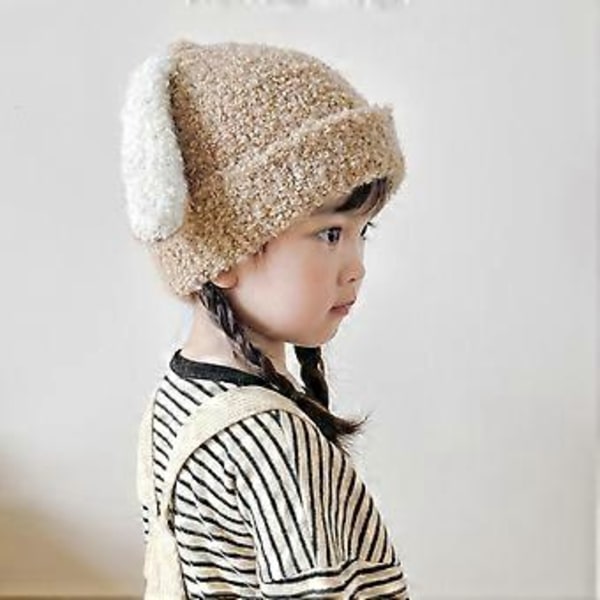 Moderigtig Børneøreklaphat Stilfuld Vinterhat med Lange Ører Børneuld Varm Hat Behagelig at Bære til Efterår & Vinter  off white1 off white1
