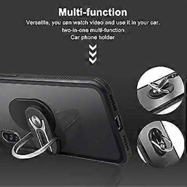 Telefon Ring Holder Multifunktionel Mobiltelefon Beslag Holder Stand 360 Graders Rotation til Bil Hjem Sort