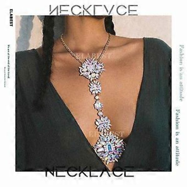 Boho Rhinestone Statement Rintaketju Kristallikaulakoru Vartaloketju Kesäranta Vartalokorut Asusteet Naisille ja Tytöille