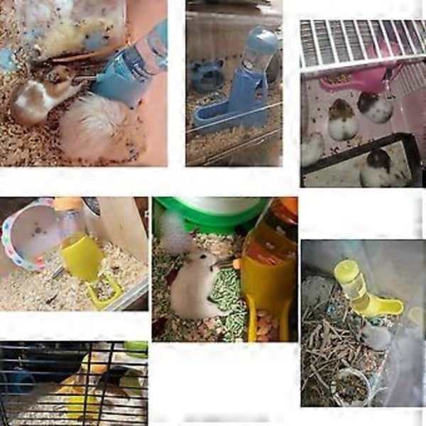 3 i 1 Hengende Vannflaske til Hamster Automatisk Drikkedispenser med Base for Dverg Hamster Mus Rotte Piggsvin (125ML Rosa)