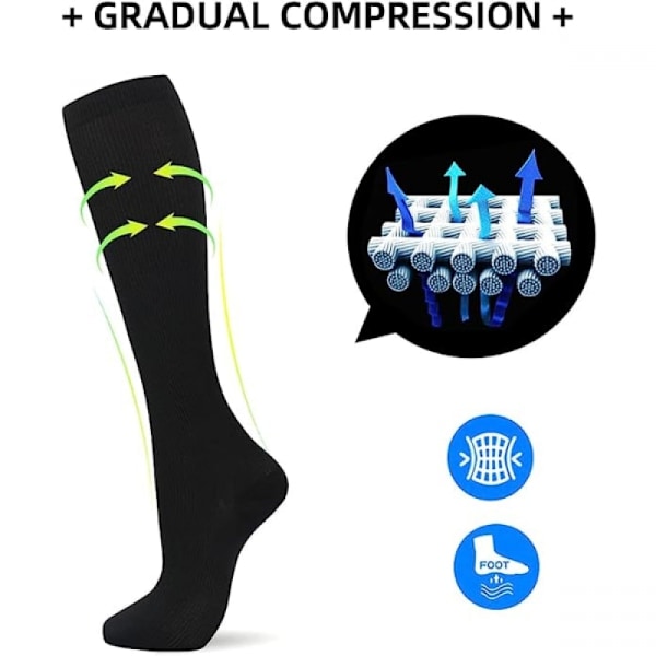 L/XL 7 paria kompressiosukkia naisille ja miehille on paras urheilu