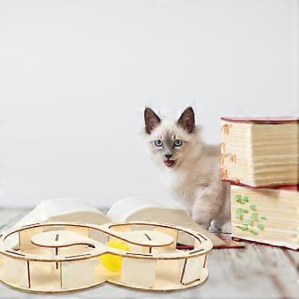 1 Set Katt Träbana Leksak Interaktiv Bana Kattleksak Kattretande Bana Leksak Inomhus Kattleksak