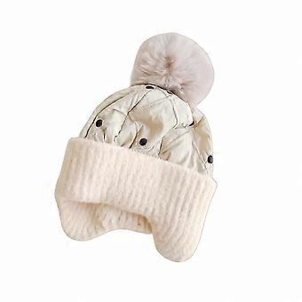 Pehmeä pehmoinen korvasuojahattu taaperoille, tyylikäs vauvan korvia suojaava hattu, unisex vauvan talvihattu korvasuojilla lapsille, beige Beige