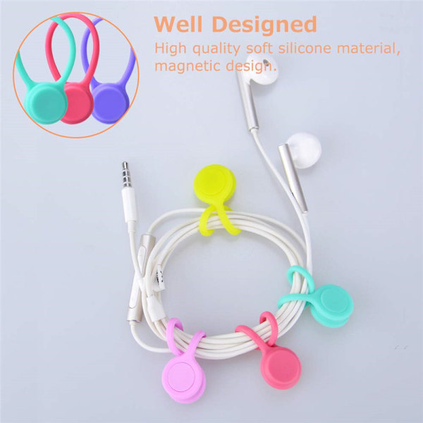 Magnetisk vikler, 8 stk. magnetiske kabelviklere, headset/USB-kabel