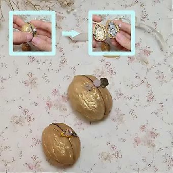 Mini Håndlaget Heklet Dyr i Valnøttskall Miniatyr Kanin Bjørn med Kjærlighetshjerte Emosjonell Støtte Gaver