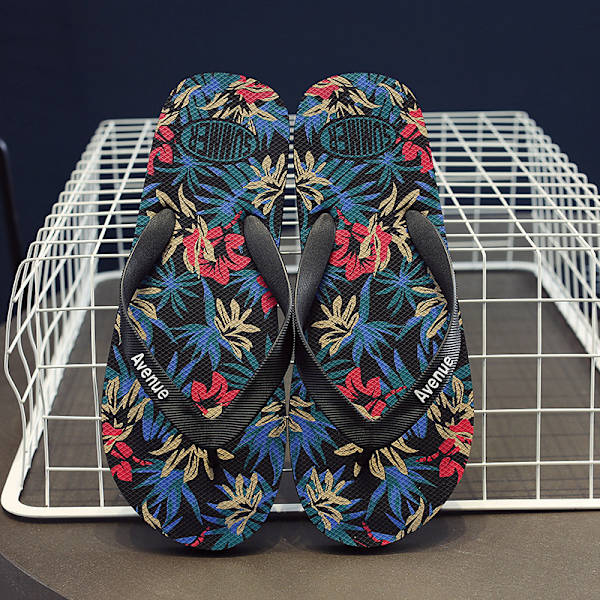 Svart og brunt trykk, sett med to, Vår, Dame Flip Flops, S