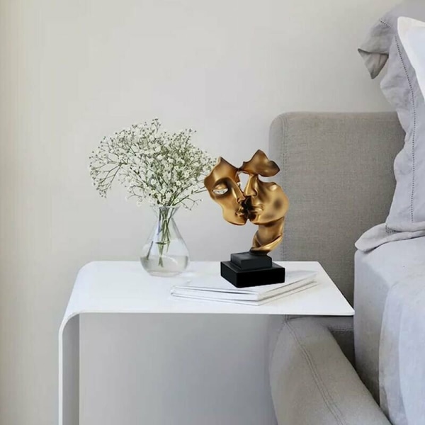 Modern skulptur, gyllene abstrakta konstfigurer, vardagsrumsdekoration
