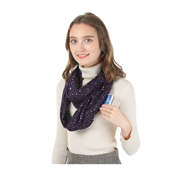 1 setti hopeanvärisiä pisteitä syvän violetin, kaunis ja kiiltävä huivi, väri