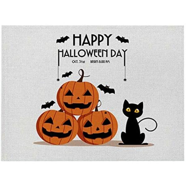 Halloween-paikkamattosetti, 4 kpl kissa- ja kurpitsapaikkamattoa kodin sisustukseen