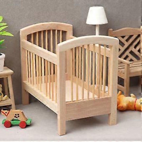 1:12 Miniatyr Babysäng Dockskåpsmöbler Säng Flickor Bjds för Docktillbehör Vuxen Låtsaslek för Lekhus Landskap Scen A