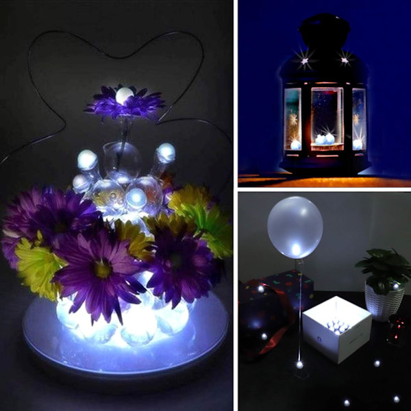 100 stk./parti 100 x Hvide Runde Led Flash Ball Lampe Ballon Lys l