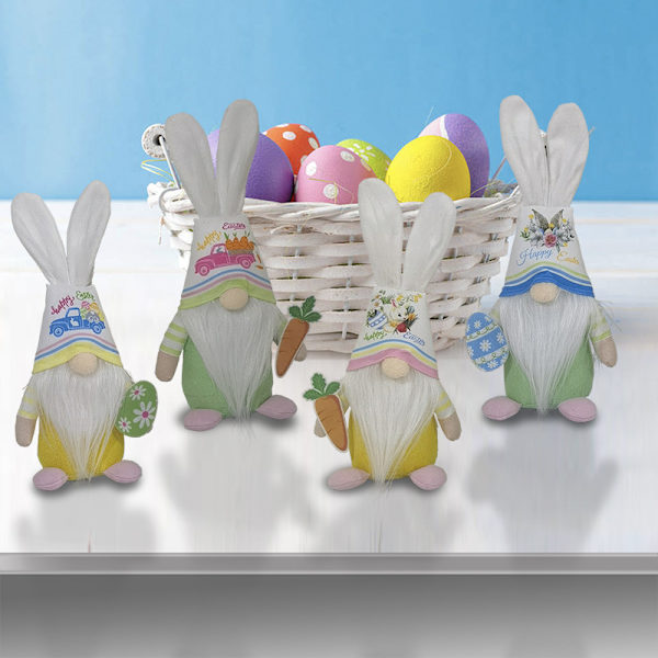 Påskhare Dekorativ Present: Ansiktslös Docka, Morotsgnomfigur, Julprydnad - A