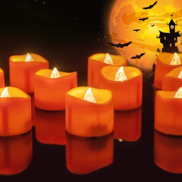 Halloween 12-pak orange fyrfadslys, batteridrevet LED