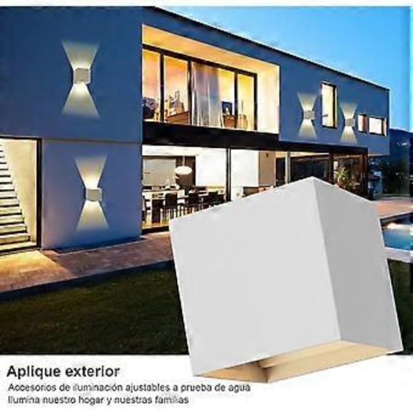 12W Væglampe Indendørs/Udendørs, LED Væglampe Vandtæt IP65 Justerbar Lampe Op Ned Design 3000K Varm Hvid Væglamper til Stue Cha