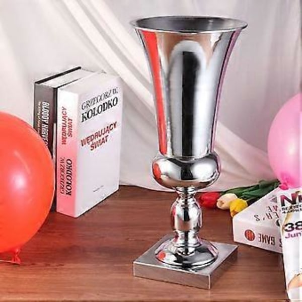 1 st Bordsvas i Metall Pastoral Blomkruka Vas Bröllopsdekoration Utomhus Växt Dekorativ Blomkruka, Silver