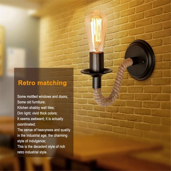 Vägglampa, vägglampa vid sängen, hängande lampa sovrum retro kreativ
