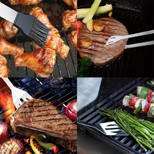 20 stk. grillredskaber i rustfrit stål, komplet bærbart grillredskabssæt