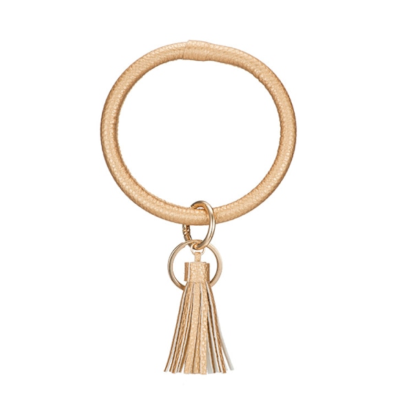 Stor cirkel nyckelring läder tofs armband hållare nyckelring nyckel
