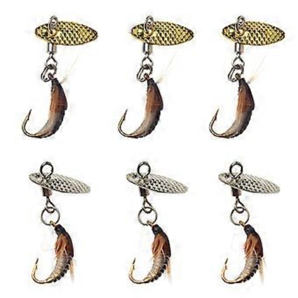 6 stk. stål enkeltkrog spinner baits blink agn sæt ske fiske spinner swimbaits sæt til saltvand og ferskvand White 6 piece round