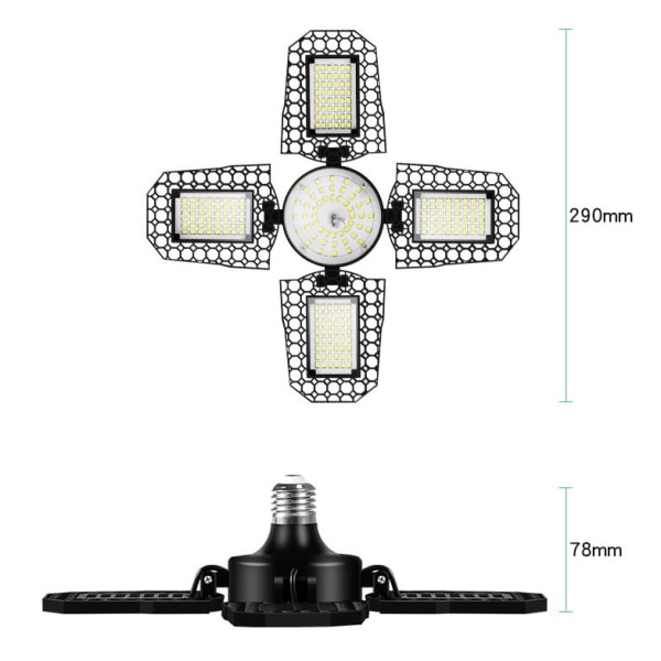 Taklampe, 120W ​​6000K Justerbar 4+1 Panel Deformerbar Garasje