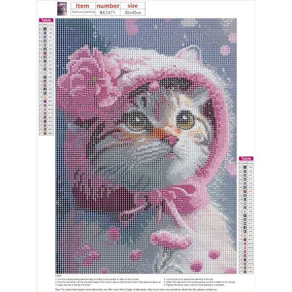 30x40cm 5D Diamantmålningssatser för vuxna, Diamantkonstsatser för katter