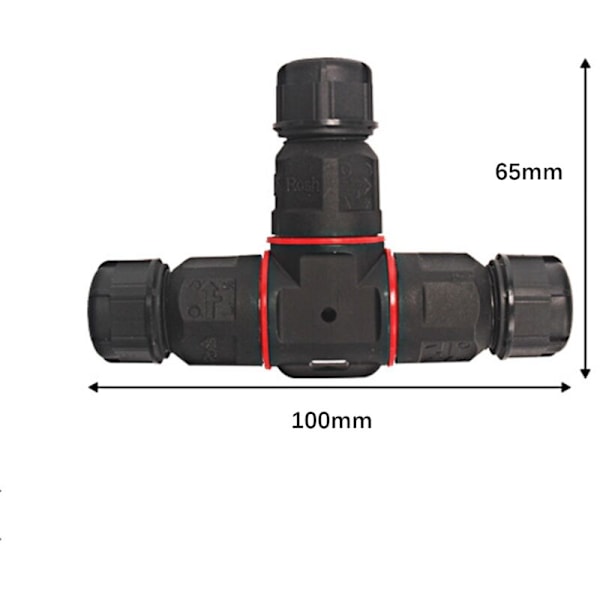 Sats med 2 vattentäta T-kopplingar, IP68, max sektion 1,5 mm²