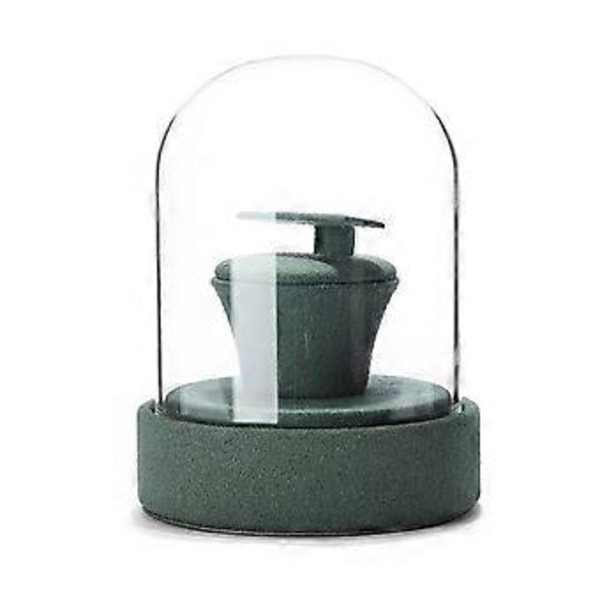 Smykkestativ med glassdeksel, multifunksjonelt oppbevaringsstativ for dametilbehør, ringer/halskjeder/armbånd/øredobber, grønn Green C