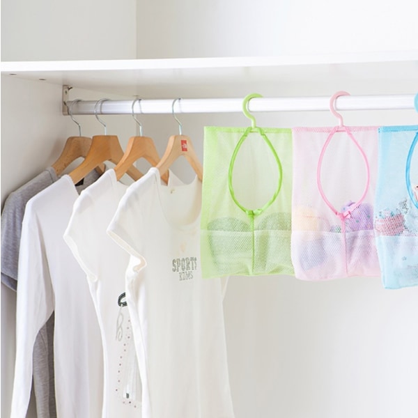 3 Pcs Clothes Peg Bag Storage Basket With Hanging Hooks Net Stor