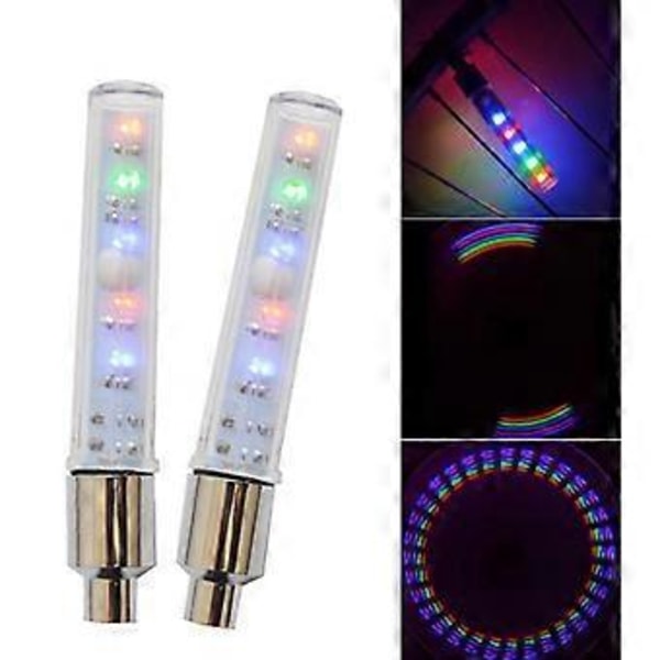 2 STK LED Sykkeldekk Ventilhette Lys Eikelys Lampe Natt Sykling Sykkel Motorsykkel