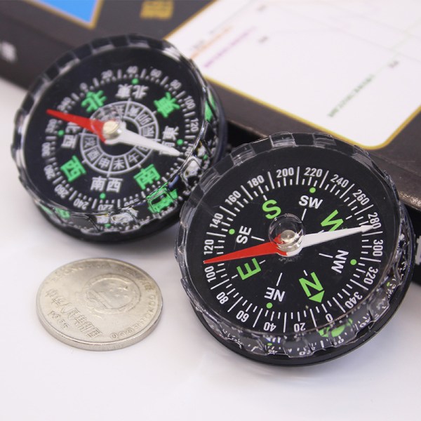 Mini Fickkompass, Professionell Överlevnadskompass Knapp Navigation