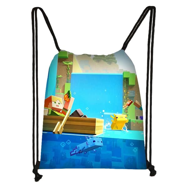 Minecraft Snørepose Barn Stor Kapasitet Organizer Bag-2
