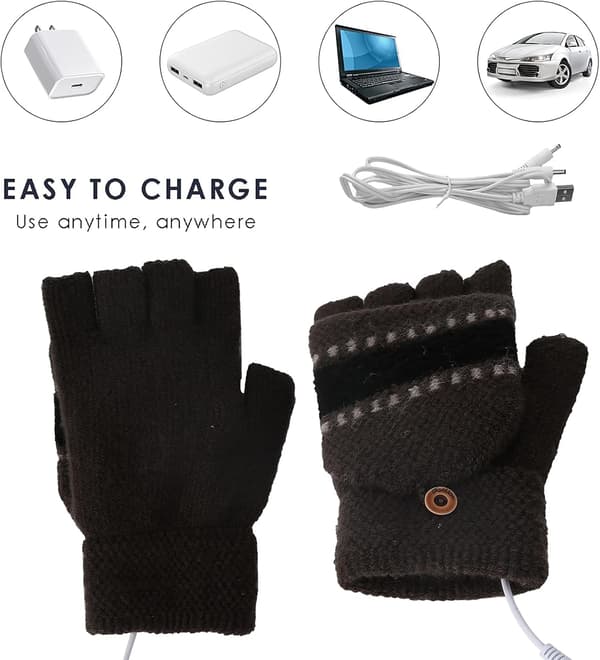 USB-uppvärmda handskar för män och kvinnor - Grå, USB-handvärmare