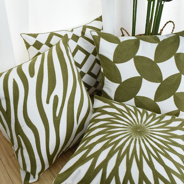Set med 4 st gröna moderna kuddfodral 45x45cm Dekorativa soffkuddar