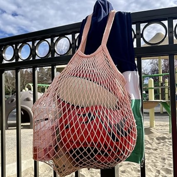 Mesh Net Bag med lång axelrem, stretchbar, återanvändbar