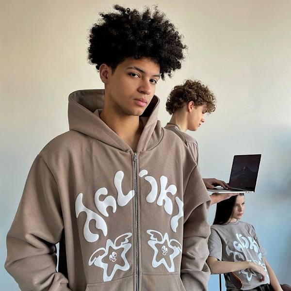 Hettegenser med stjerneprint for menn, bokstavgenser, oversized topp, Y2K-teen