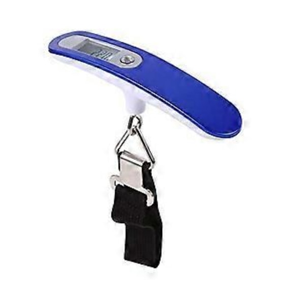 Digitaalinen vaaka matkatavaroiden punnitukseen, digitaalinen vaaka matkatavaroiden punnitukseen, matkalaukut, kärryt, Portavaligie LCD-näyttö 50 kg / 10 g sininen + raita