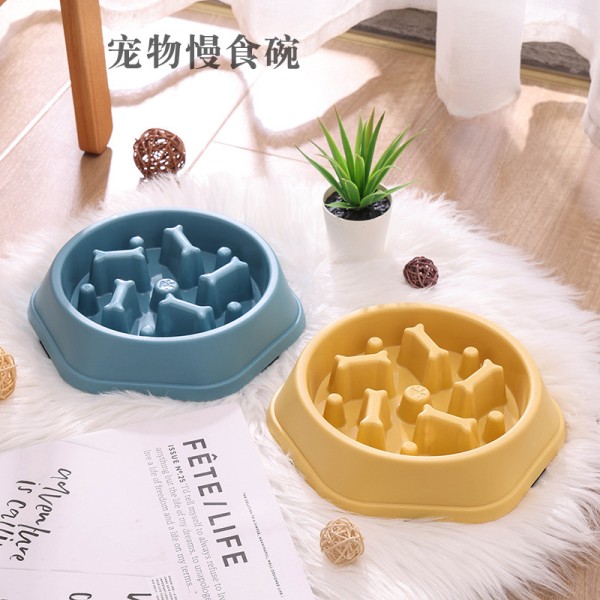 Blå hundskål Slow Feed Bowls Bloat Stop Food Bowl Interactive Pu