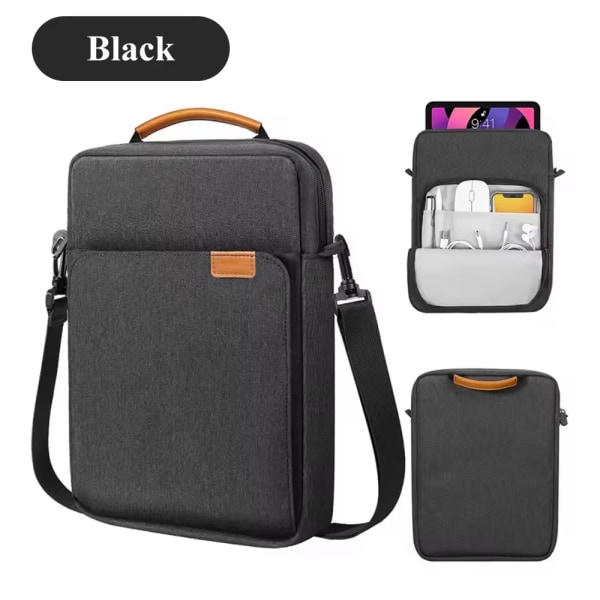 Svart Messenger-veske for bærbar PC, nettbrett og MacBook Air Pro M1 M2 iPad