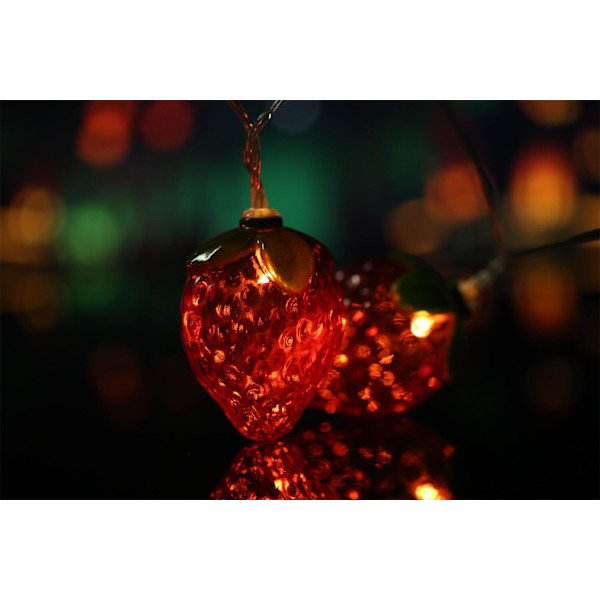 Røde jordbær-lyskjede (5*4*6CM), 3M 20 LED-lyskjede på batteri, for bryllupsfest, telt, balkong, soveromsdekorasjon