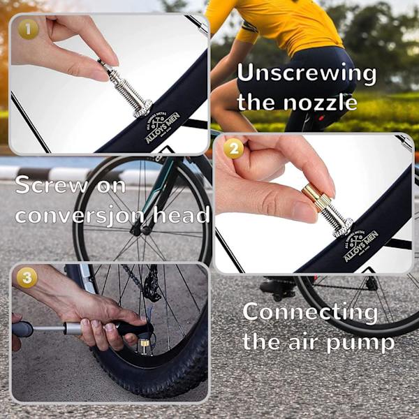 Sæt med 2 cykelventil-adaptere, messing