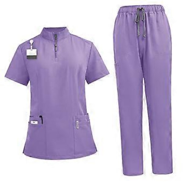 Skrubbsett Myk Topp og Joggebukser for Dyrepleier Skjønnhetssalong SPA Kosmetologi (Lys Lilla XL) Light Purple XL