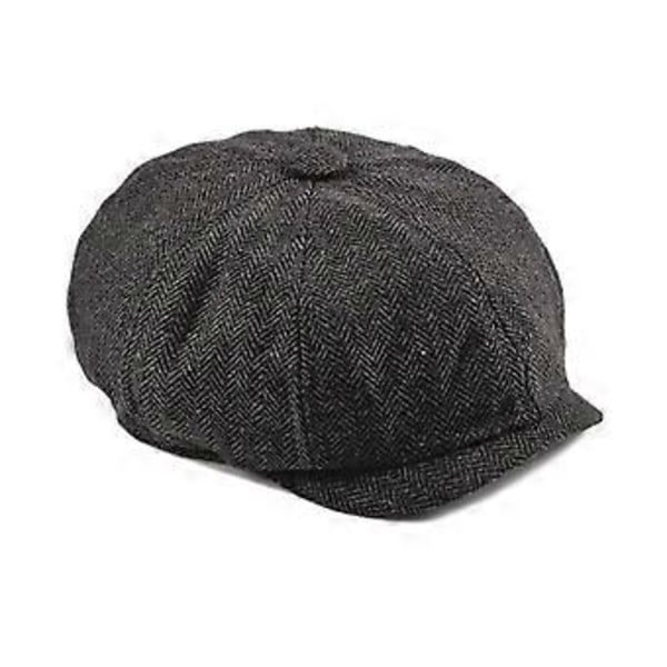 Herre Vintage Åttekantet Caps Avisgutte Gatsby Caps Beret Flat Caps black