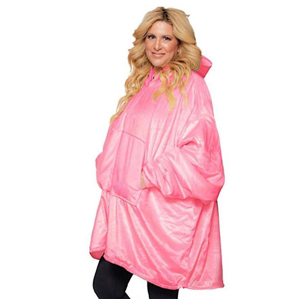 Oversized Flannel Sherpa Wearable Blanket, Set på Shark Tank Hoodies Blanket, One Size Fits All. Pink. Pink
