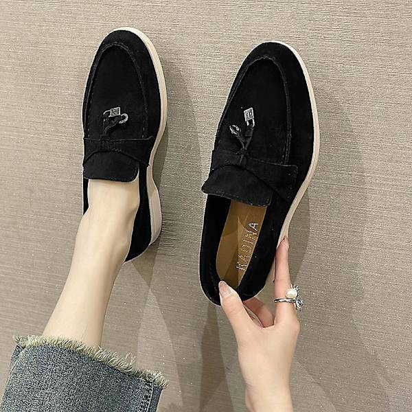 Sommer Pu Walk Sko Kvinder Loafers Causal Moccasin Lock Beanie Sko Komfortable Bløde Sål Flade Sko Plus Størrelse.41.sort