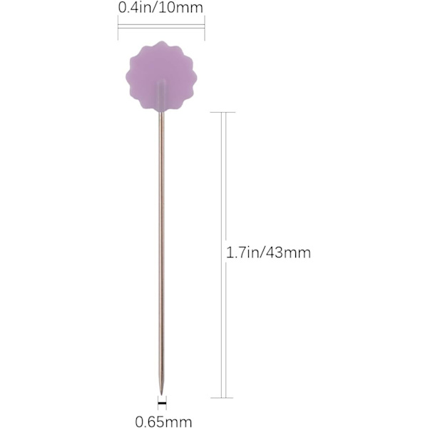 200 stk. Flat Flower Head Pins med Oppbevaringsboks Assorterte Farger De