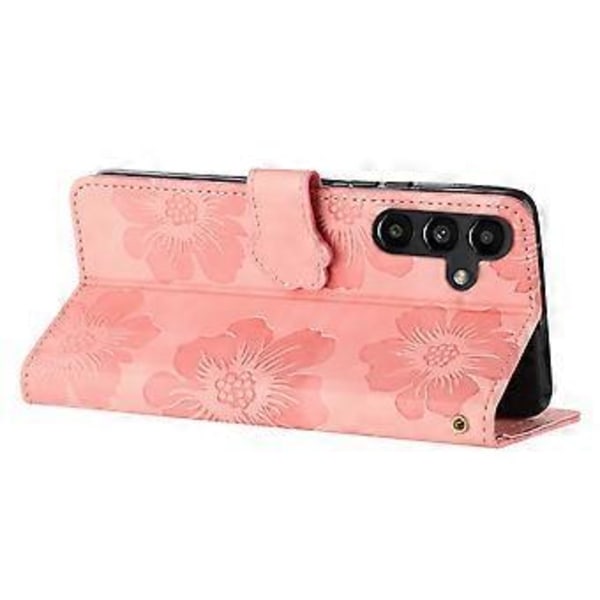 Samsung Galaxy S23 FE PU-nahkakotelo kukkakuviolla, iskunkestävä jalustallinen lompakkokotelo Style C
