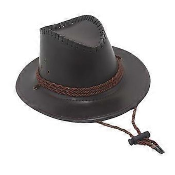 Western Cowboy Hatt Solhatt Läder för Kostymtillbehör Semester Utomhus Camping (kaffe)