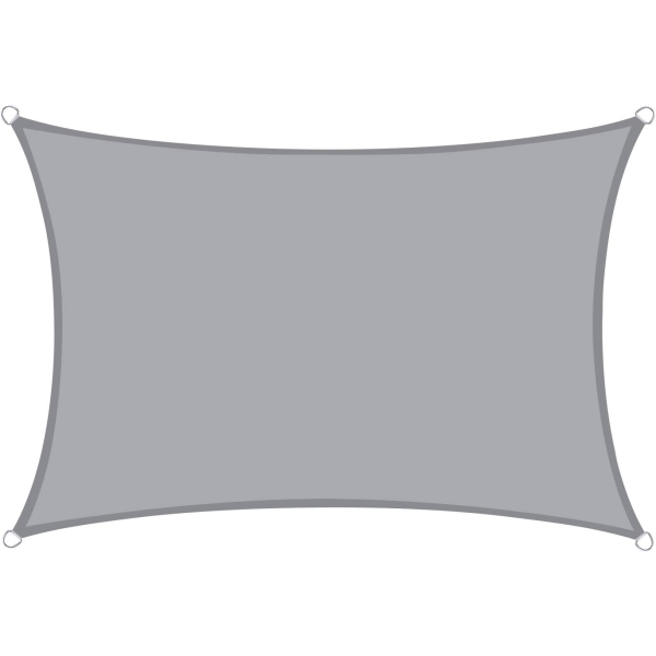 Rektangulært skyggeseil, 2x3m, vanntett og UV-bestandig, grå