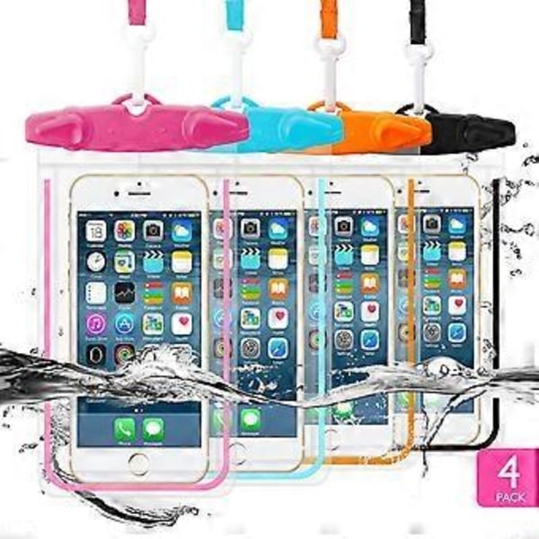 Nirvana Universaali Vedenpitävä Kotelo, 4 Kpl Vedenalainen Kirkas Puhelinpussi Kuiva Kotelo Yhteensopiva IPhone 11 Pro Xs Max XR X 8 8P Galaxy Pixel Jopa 5.5\"
